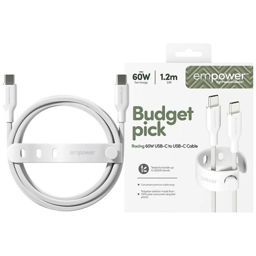 Empower Racing Type-C USB kábel Ezüst-Fehér PanzerGlass