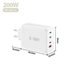 Tech-protect NC200W-GaN 4-port Hálózati Töltő Pd 200W / Qc3.0 Fehér - 3. kép