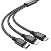 3in1 USB-A - Lightning / Micro USB / USB-C Kábel Hoco 2A 1 m fekete, - 0. kép