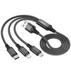 3in1 USB-A - Lightning / Micro USB / USB-C Kábel Hoco 2A 1 m fekete, - 1. kép