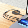 3in1 USB-A - Lightning / Micro USB / USB-C Kábel Hoco 2A 1 m fekete, - 2. kép
