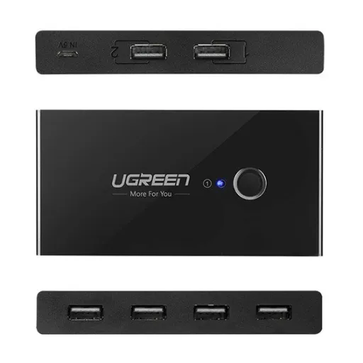 Ugreen 4xUSB 2.0 HUB elosztó, kapcsolóval fekete (30767)