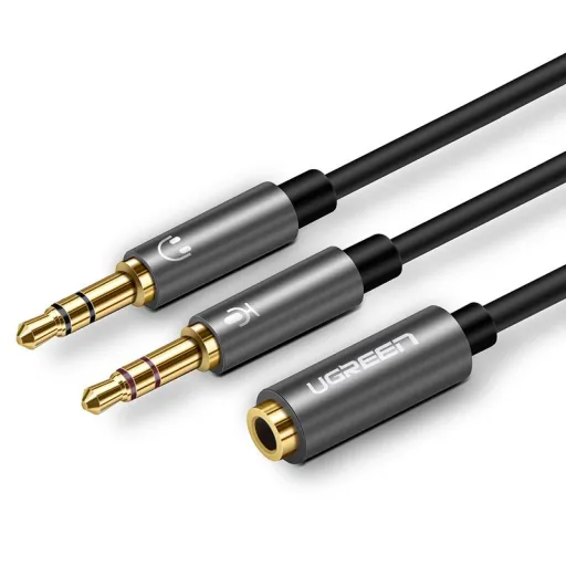 Ugreen 3.5mm elosztó, adapter audio és mikrofon jelre 20Cm fekete (AV140 20899)