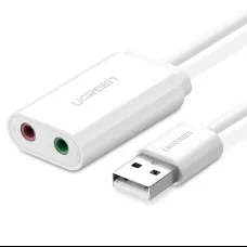 Ugreen USB 2.0 - 3.5mm mini jack externá zvuková karta, adaptér biely (US205 30143) Ugreen USB 2.0 - 3.5mm mini jack externá zvuková karta, adaptér biely (US205 30143)