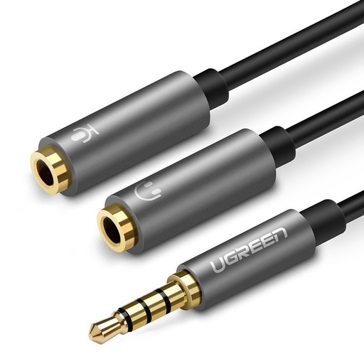 UGREEN 3,5 mm audio a mikrofón signálový rozdeľovač adaptér 20 cm čierny (AV141 30620)