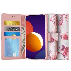 TECH-PROTECT Wallet fliptok Samsung M12 Rózsa mintás