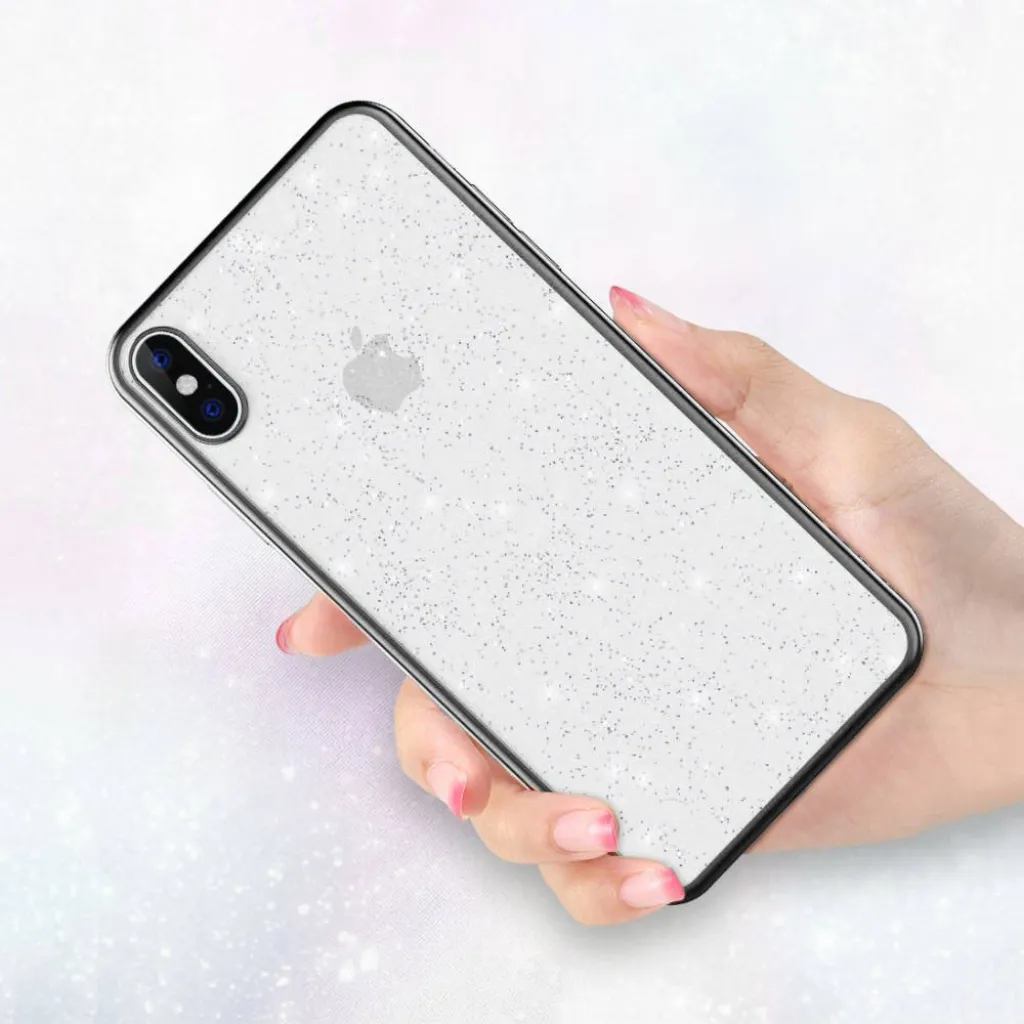 iPhone 12 Pro Max Sulada Glitter tok átlátszó/fekete - 8
