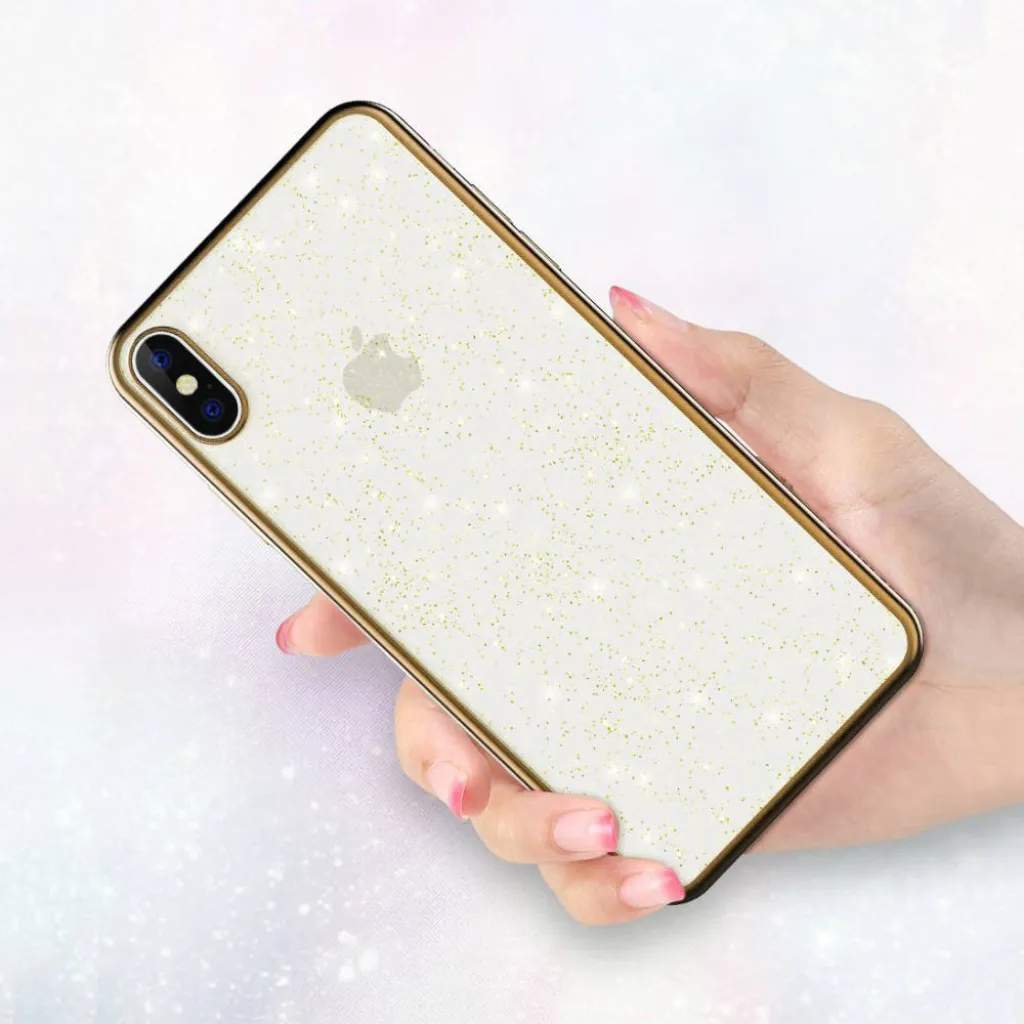 iPhone 12 Pro Max Sulada Glitter tok átlátszó/arany - 9