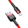 Baseus Cafule Nylon harisnyázott USB/Lightning kábel QC3.0 2.4A 0.5m piros (CATKLF-A09) - 3. kép