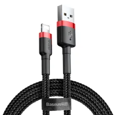 Baseus Cafule Nylon harisnyázott USB/Lightning kábel QC3.0 2.4A 0.5m fekete/piros (CATKLF-A19)