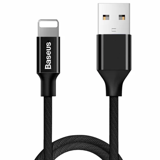 Baseus Yiven Nylon harisnyázott USB/ Lightning kábel 2A 1.2m fekete (CALYW-01)