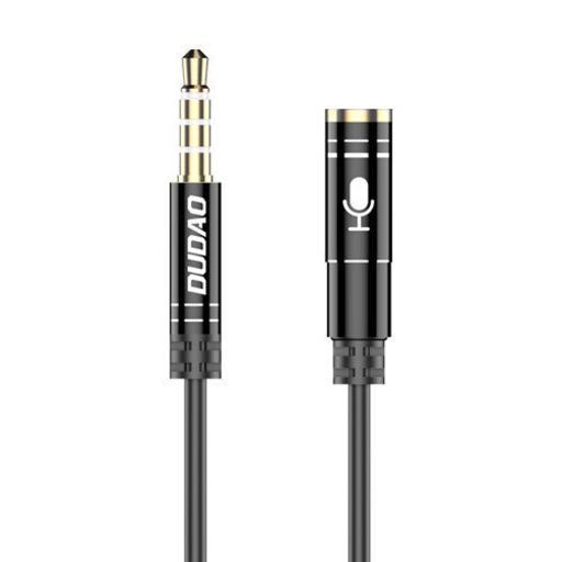 Dudao 4 pólusú 3.5mm mini audio jack toldó kábel 1m fekete