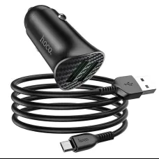 HOCO Autós töltő 2x USB QC3.0 18W + Micro USB kábel fekete