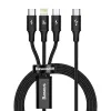 Micro USB Type-C - Lightning/ USB Type-C/ Micro USB kábel 1.5m fekete Baseus Rapid 3in1 (CAMLT-SC01) - 0. kép