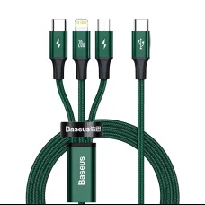 Micro USB Type-C - Lightning/ USB Type-C/ Micro USB kábel 1.5m zöld Baseus Rapid 3in1 (CAMLT-SC06)