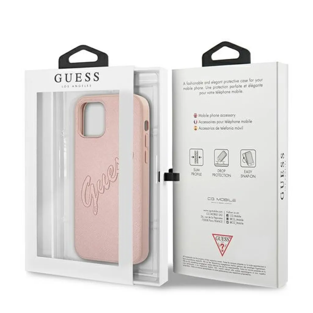 iPhone 12 Pro Max Guess GUHCP12LRSAVSRG Saffiano Vintage tok pink - 8