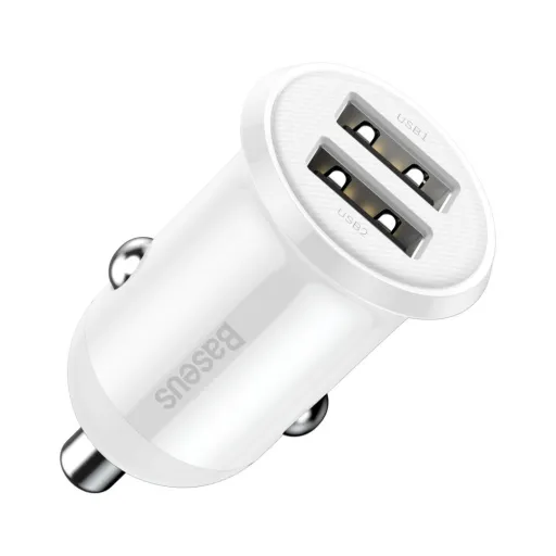 Baseus Grain Pro szivargyújtós autós univerzális töltő 2xUSB 4.8A aljzattal fehér (CCALLP-01)