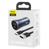 Baseus Golden Contactor Pro Autós szivargyújtós töltő USB Type-C / USB 40W PD 3.0 QC 4.0 + SCP FCP AFC + USB - USB Type-C kábelszürke (TZCCJD-0G) - 2. kép