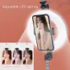 Selfie bot bluetooth távirányítóval, körfénnyel és tripod állvánnyal P40D-2 fekete - 0. kép