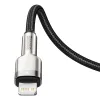 Baseus Cafule Metal nylon harisnyázott USB Type-C/ Lightning kábel PD 20W 1m fekete (CATLJK-A01) - 4. kép