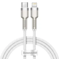 Baseus Cafule Metal nylon harisnyázott USB Type-C/ Lightning kábel PD 20W 1m fehér (CATLJK-A02)