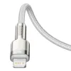 Baseus Cafule Metal nylon harisnyázott USB Type-C/ Lightning kábel PD 20W 1m fehér (CATLJK-A02) - 1. kép