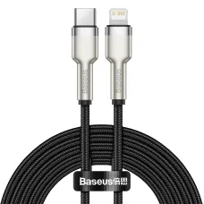 Baseus Cafule Metal nylon harisnyázott USB Type-C/ Lightning kábel PD 20W 2m fekete (CATLJK-B01)