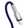 Baseus Cafule Metal nylon harisnyázott USB Type-C/ Lightning kábel PD 20W 2m lila (CATLJK-B05) - 4. kép