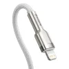 Baseus Cafule Metal nylon harisnyázott USB Type-C/ Lightning kábel PD 20W 2m fehér (CATLJK-B02) - 1. kép