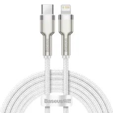 Baseus Cafule Metal nylon harisnyázott USB Type-C/ Lightning kábel PD 20W 2m fehér (CATLJK-B02)