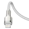 Baseus Cafule Metal nylon harisnyázott USB Type-C/ Lightning kábel PD 20W 2m fehér (CATLJK-B02) - 4. kép