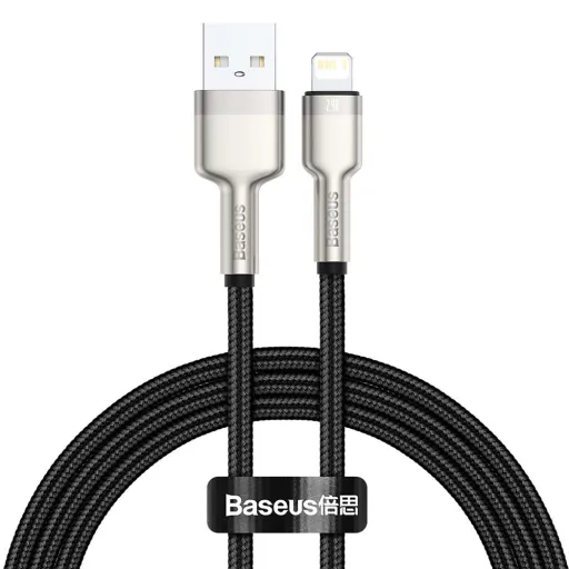 Baseus Cafule Metal nylon harisnyázott USB/ Lightning kábel 2.4A 1m fekete (CALJK-A01)