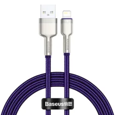 Baseus Cafule Metal nylon harisnyázott USB/ Lightning kábel 2.4A 1m lila (CALJK-A05)