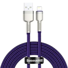 Baseus Cafule Metal nylon harisnyázott USB/ Lightning kábel 2.4A 2m lila (CALJK-B05)