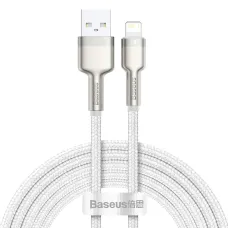 Baseus Cafule Metal nylon harisnyázott USB/ Lightning kábel 2.4A 2m fehér (CALJK-B02)