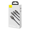 Baseus Tungsten USB - Lightning/ Micro USB/ USB Type-C kábel 3.5A 1.5m fekete (CAMLTWJ-01) - 0. kép