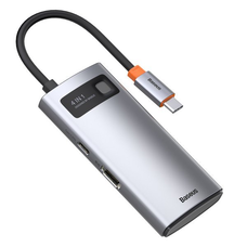 Baseus Metal Gleam 4in1 HUB USB Type-C - USB Type-C PD 100W / HDMI 4K 30Hz / 1x USB 3.2 Gen 1 / 1x USB 2.0 szürke (CAHUB-CY0G)