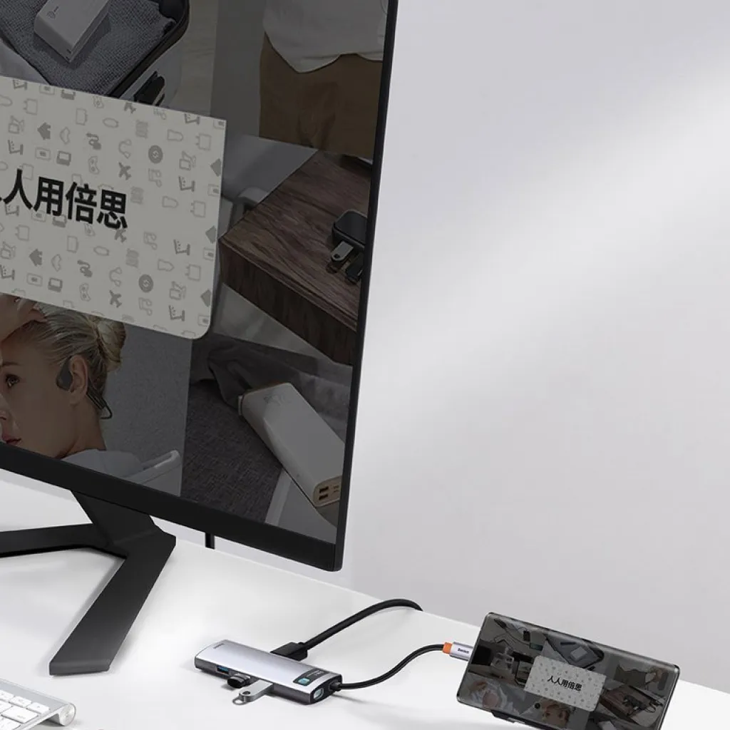 Baseus Metal Gleam 6in1 HUB USB Type-C - USB Type-C PD 100W / HDMI 4K 30Hz / 3x USB 3.2 Gen 1/ RJ45 1Gbps szürke (CAHUB-CW0G) - 17