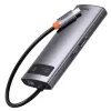 Baseus Metal Gleam 6in1 HUB USB Type-C - USB Type-C PD 100W / HDMI 4K 30Hz / 3x USB 3.2 Gen 1/ RJ45 1Gbps szürke (CAHUB-CW0G) - 4. kép