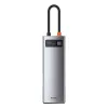 Baseus Metal Gleam 8in1 HUB USB Type-C - USB Type-C PD 100W / HDMI 4K 30Hz / 3x USB 3.2 Gen 1/ RJ45 1Gbps/ SD és MicroSD kártyaolvasóval szürke (CAHUB-CV0G) - 0. kép