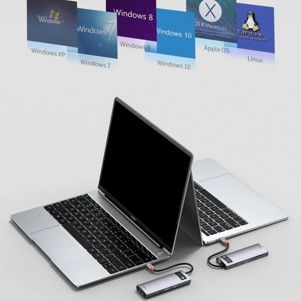 Baseus Metal Gleam 8in1 HUB USB Type-C - USB Type-C PD 100W / HDMI 4K 30Hz / 3x USB 3.2 Gen 1/ RJ45 1Gbps/ SD és MicroSD kártyaolvasóval szürke (CAHUB-CV0G) - 20