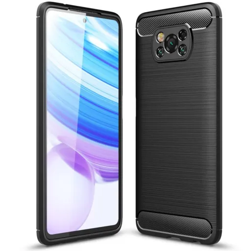 Carbon szénszál mintájú TPU tok XIAOMI POCO X3 fekete Carbon szénszál mintájú TPU tok XIAOMI POCO X3 fekete