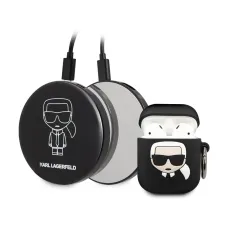 AirPods szilikon tok + Mirror Powerbank fekete 2000mAh Karl Lagerfeld Ikonik KLBPPBOA2K 