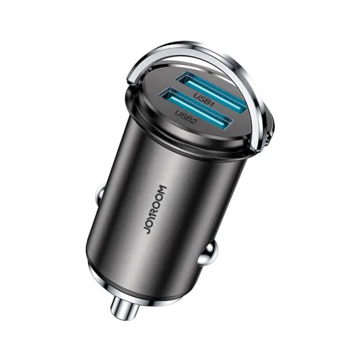 Joyroom mini 2xUSB aljzattal USB 45W 5A szivargyújtós autós töltő QC 3.0 AFC SCP szürke (C-A36)