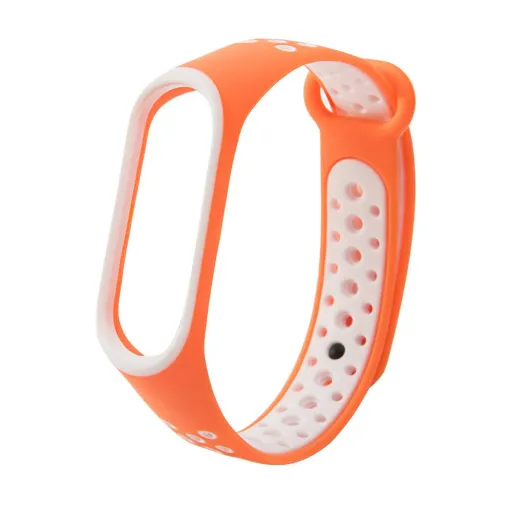 Szilikon Xiaomi Mi Band 3/ 4 pontozott óraszíj fehér/ narancssárga