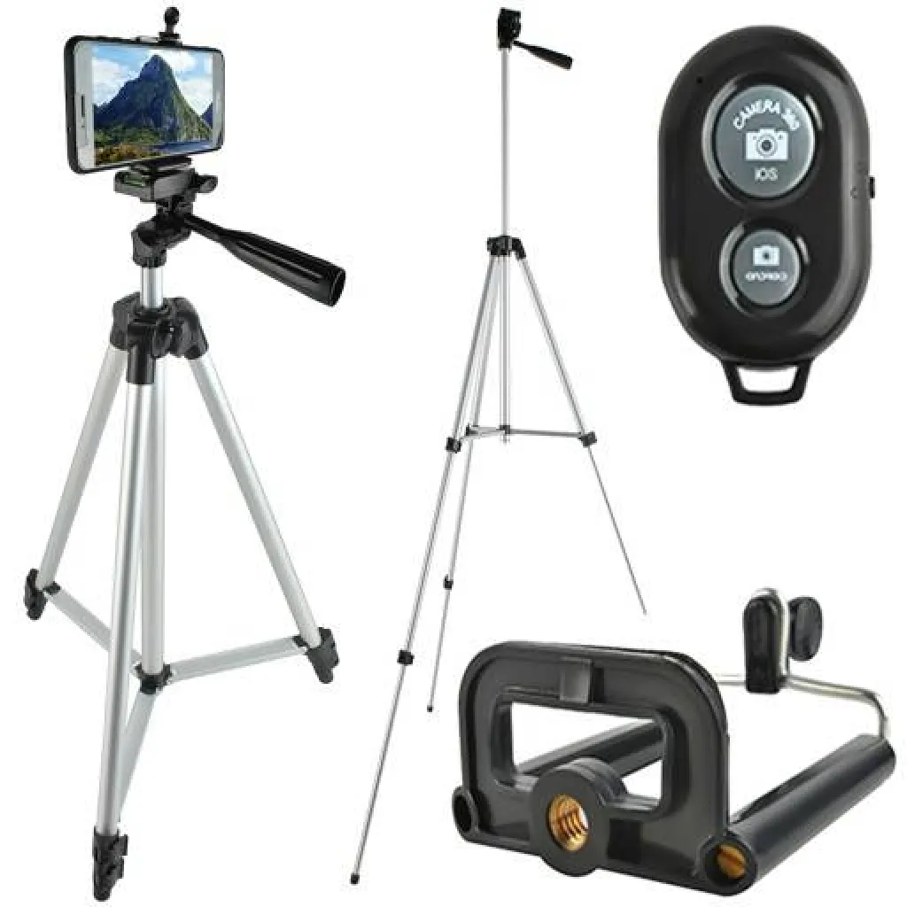 Tripod 133cm + Távirányító és telefontartó fekete - 1