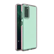 Samsung Galaxy A72 4G átlátszó TPU tok színes kerettel világos pink