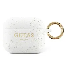 Guess GUAPSGGEH Silicone Glitter AirPods Pro 1/2 tok fehér