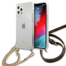 iPhone 12/ 12 Pro Guess GUHCP12MKC4GSGO Gold Chain tok lánccal átlátszó