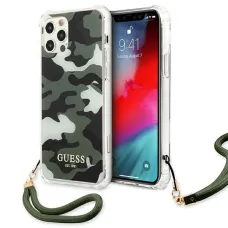 iPhone 12/ 12 Pro Guess GUHCP12MKSARKA Camo tok pánttal terepmintás khaki